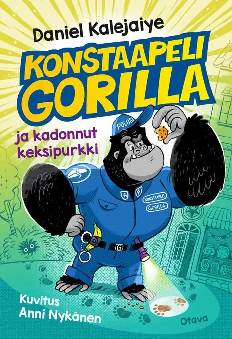 Konstaapeli Danielin hauska lastenkirja Konstaapeli Gorilla ja kadonnut keksipurkki tutustuttaa poliisin ammattiin